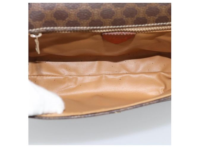 Céline Borsa a Spalla CELINE Macadam Canvas PVC Pelle Marrone Oro Auth 192261 D'oro - vista 10