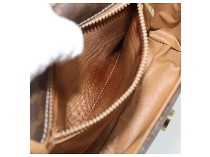 Céline Borsa a Spalla CELINE Macadam Canvas PVC Pelle Marrone Oro Auth 192261 D'oro - vista 11