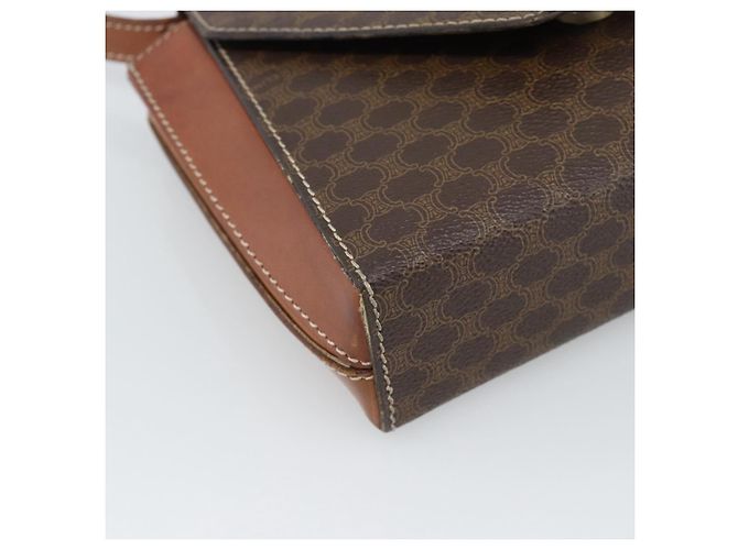 Céline Borsa a Spalla CELINE Macadam Canvas PVC Pelle Marrone Oro Auth 192261 D'oro - vista 14
