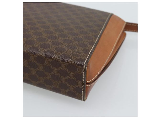 Céline Borsa a Spalla CELINE Macadam Canvas PVC Pelle Marrone Oro Auth 192261 D'oro - vista 15