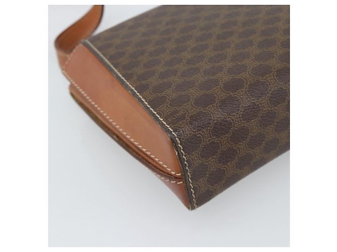 Céline Borsa a Spalla CELINE Macadam Canvas PVC Pelle Marrone Oro Auth 192261 D'oro - vista 16