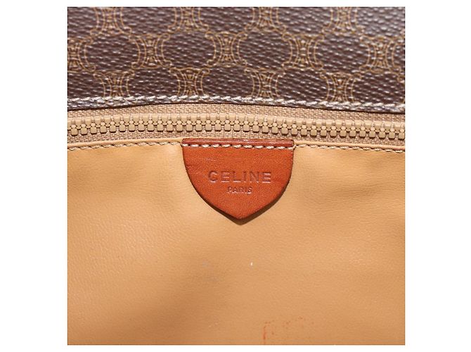 Céline Borsa a Spalla CELINE Macadam Canvas PVC Pelle Marrone Oro Auth 192261 D'oro - vista 18