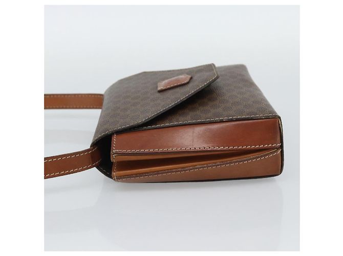 Céline Borsa a Spalla CELINE Macadam Canvas PVC Pelle Marrone Oro Auth 192261 D'oro - vista 3