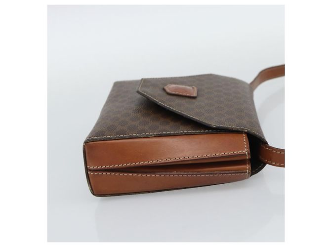 Céline Borsa a Spalla CELINE Macadam Canvas PVC Pelle Marrone Oro Auth 192261 D'oro - vista 4