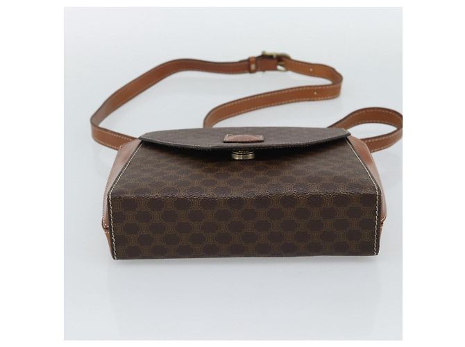 Céline Borsa a Spalla CELINE Macadam Canvas PVC Pelle Marrone Oro Auth 192261 D'oro - vista 5