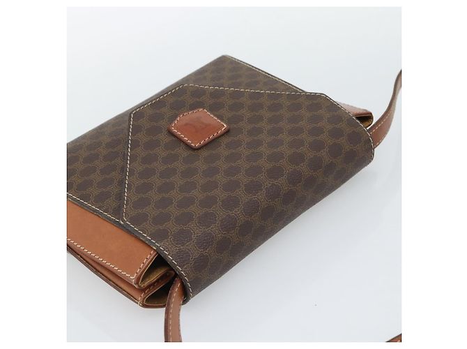Céline Borsa a Spalla CELINE Macadam Canvas PVC Pelle Marrone Oro Auth 192261 D'oro - vista 6