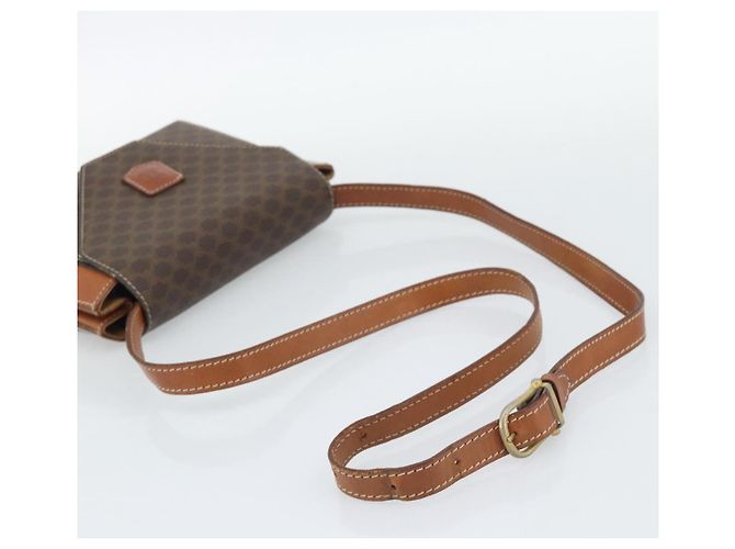 Céline Borsa a Spalla CELINE Macadam Canvas PVC Pelle Marrone Oro Auth 192261 D'oro - vista 7