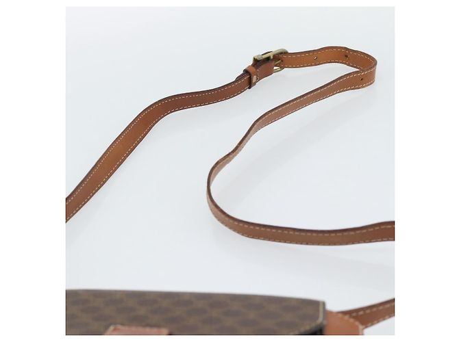Céline Borsa a Spalla CELINE Macadam Canvas PVC Pelle Marrone Oro Auth 192261 D'oro - vista 8