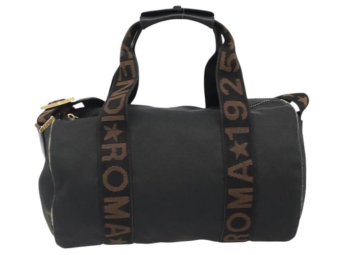 Borsa FENDI in tela 2way Nero Oro Auth 191061 D'oro - vista 13