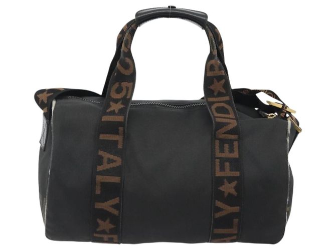 Borsa FENDI in tela 2way Nero Oro Auth 191061 D'oro - vista 2
