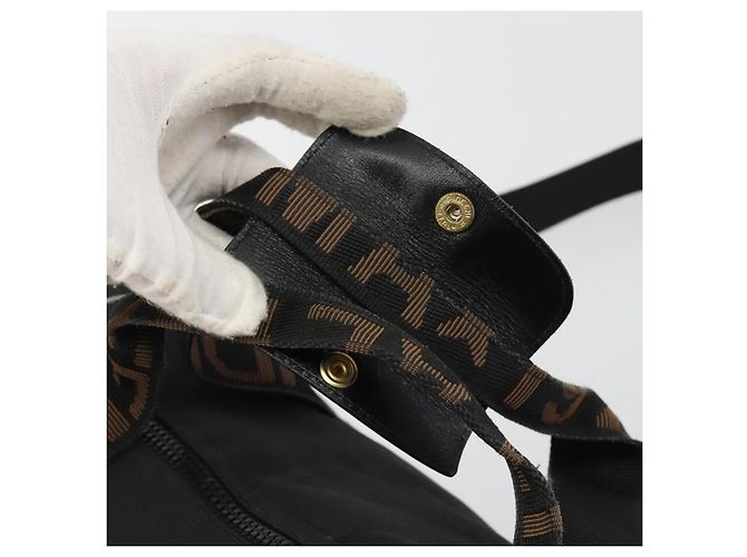 Borsa FENDI in tela 2way Nero Oro Auth 191061 D'oro - vista 8