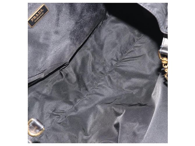 PRADA Tote Bag Nylon Schwarz Gold Auth 192232A Golden - Ansicht 10
