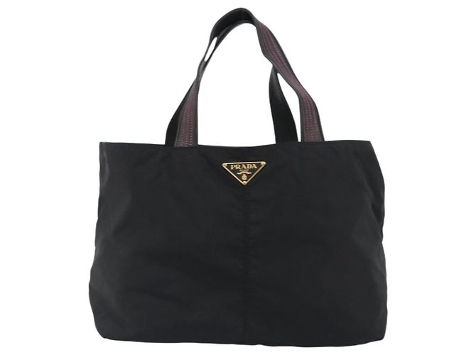 PRADA Tote Bag Nylon Schwarz Gold Auth 192232A Golden - Ansicht 13