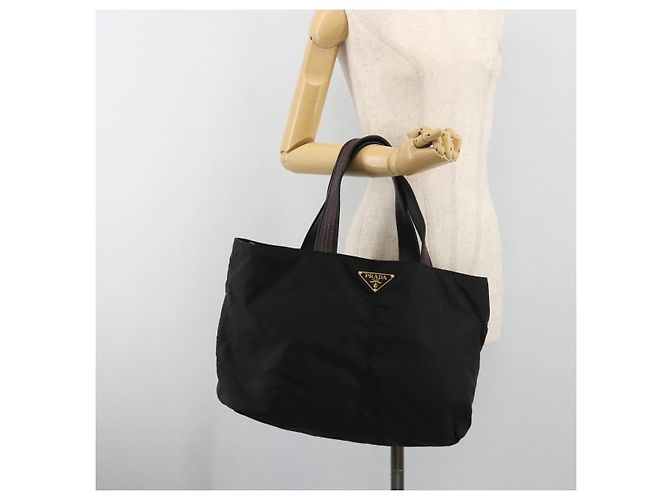 PRADA Tote Bag Nylon Schwarz Gold Auth 192232A Golden - Ansicht 23