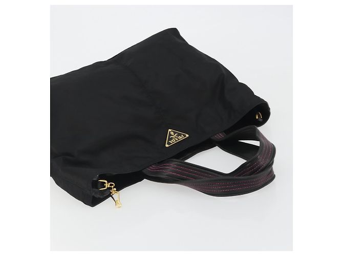 PRADA Tote Bag Nylon Schwarz Gold Auth 192232A Golden - Ansicht 6