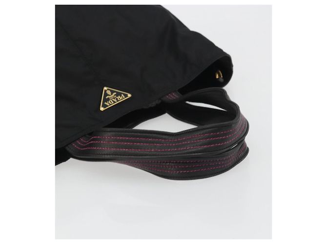 PRADA Tote Bag Nylon Schwarz Gold Auth 192232A Golden - Ansicht 7