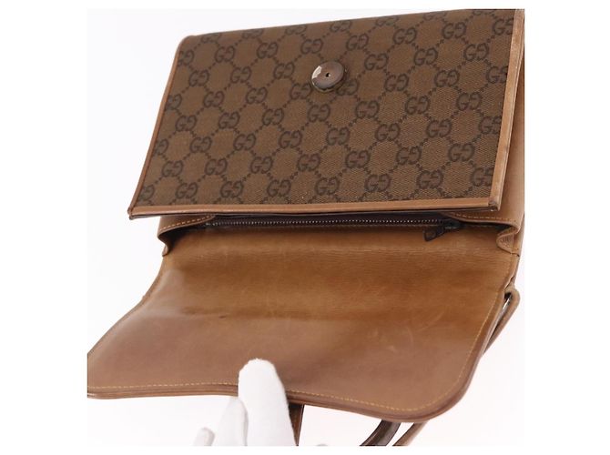GUCCI GG Canvas Schultertasche Braun Gold Auth 191929 Golden - Ansicht 16