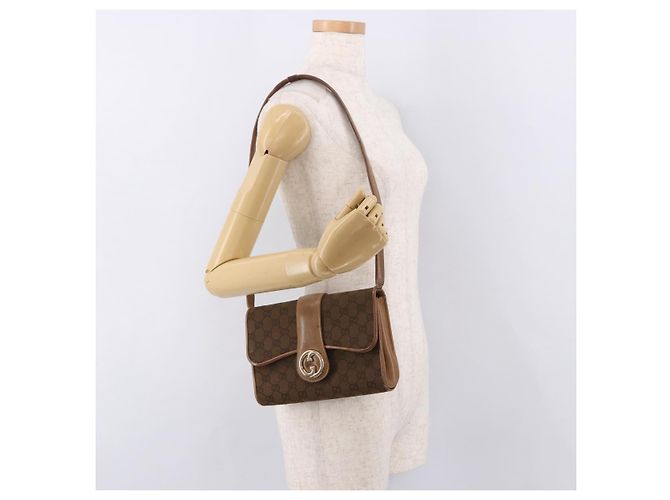 GUCCI GG Canvas Schultertasche Braun Gold Auth 191929 Golden - Ansicht 26