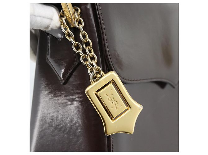 Borsa a Spalla SAINT LAURENT in Pelle Marrone Oro Auth ar14039 D'oro - vista 10