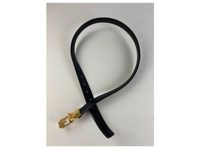 Vintage Gucci GG Logo Ledergürtel Schwarz Gold - Ansicht 3