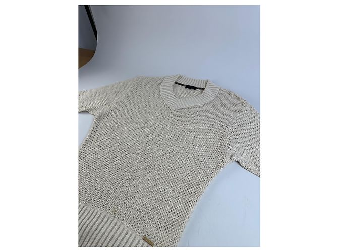 Vintage Burberry Strickpullover Creme Gold Plate M Beige - Ansicht 10