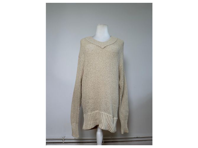 Vintage Burberry Strickpullover Creme Gold Plate M Beige - Ansicht 13
