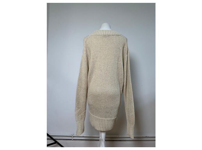 Vintage Burberry Strickpullover Creme Gold Plate M Beige - Ansicht 14