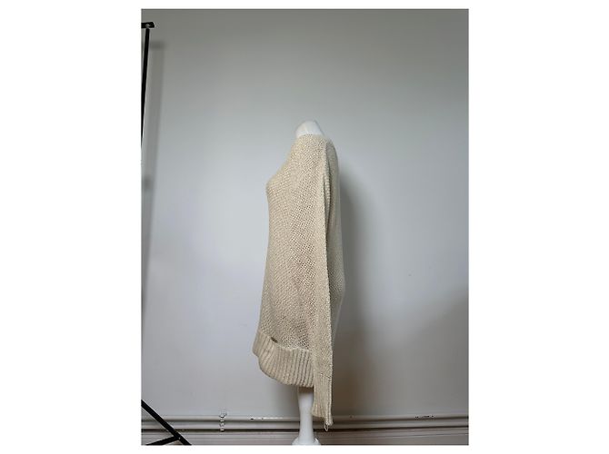 Vintage Burberry Strickpullover Creme Gold Plate M Beige - Ansicht 2