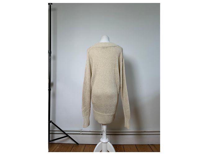 Vintage Burberry Strickpullover Creme Gold Plate M Beige - Ansicht 3