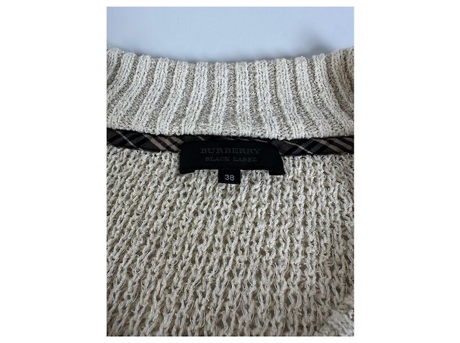 Vintage Burberry Strickpullover Creme Gold Plate M Beige - Ansicht 4