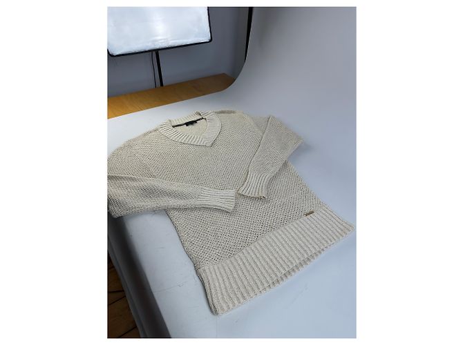 Vintage Burberry Strickpullover Creme Gold Plate M Beige - Ansicht 5