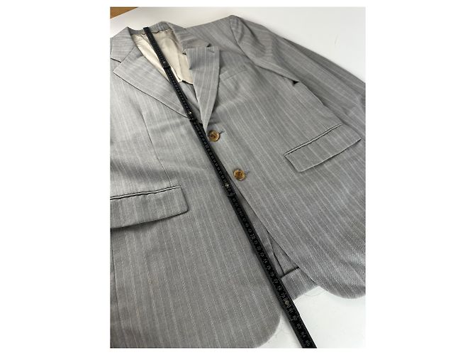 Vintage Dior Men’s Wool Blend Blazer Light Grey Stripe XL - view 10