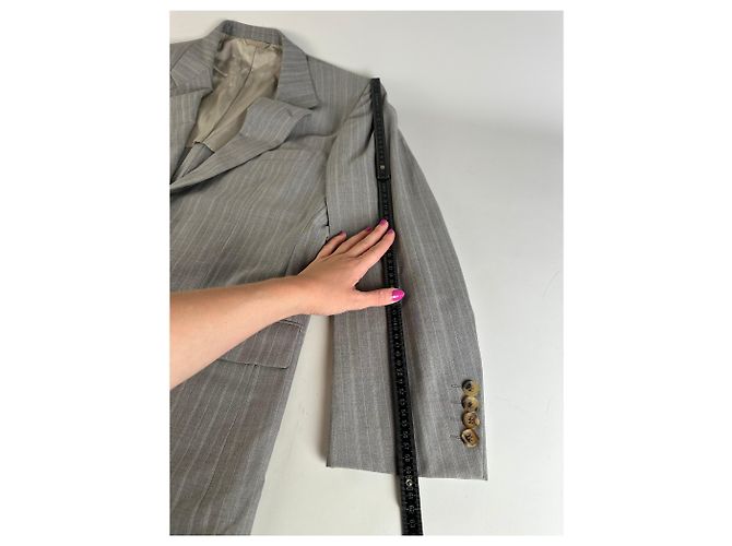 Vintage Dior Men’s Wool Blend Blazer Light Grey Stripe XL - view 11