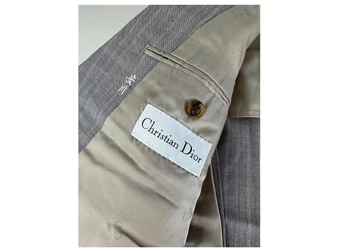 Vintage Dior Men’s Wool Blend Blazer Light Grey Stripe XL - view 13