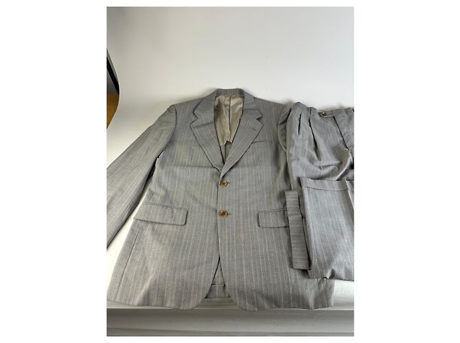 Vintage Dior Men’s Wool Blend Blazer Light Grey Stripe XL - view 3