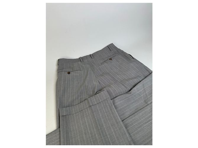 Vintage Dior Men’s Wool Blend Blazer Light Grey Stripe XL - view 7