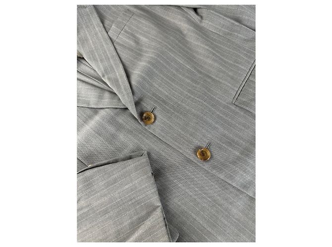Vintage Dior Men’s Wool Blend Blazer Light Grey Stripe XL - view 9