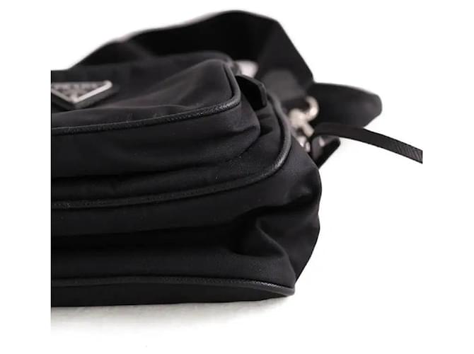 Borsa a tracolla Prada nera in nylon e pelle Nero - vista 4