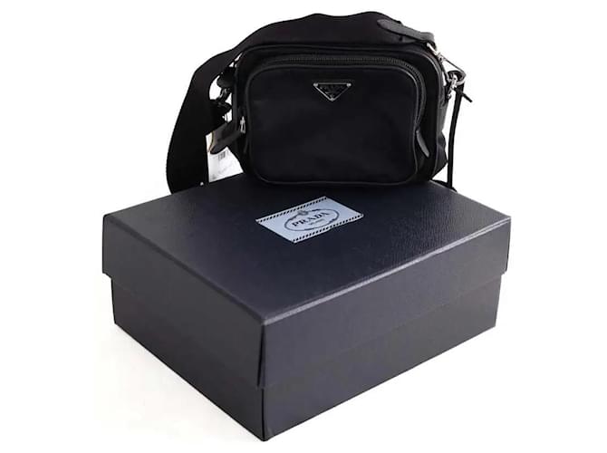 Borsa a tracolla Prada nera in nylon e pelle Nero - vista 5