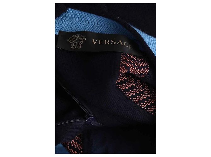 Abito Versace in lana blu navy - vista 4