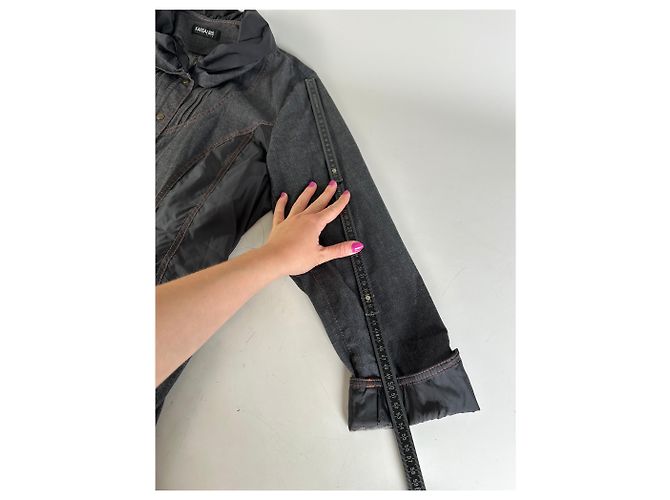 Autre Marque Giacca in denim e nylon vintage Kansai Yamamoto Grigio scuro Nero M - vista 10