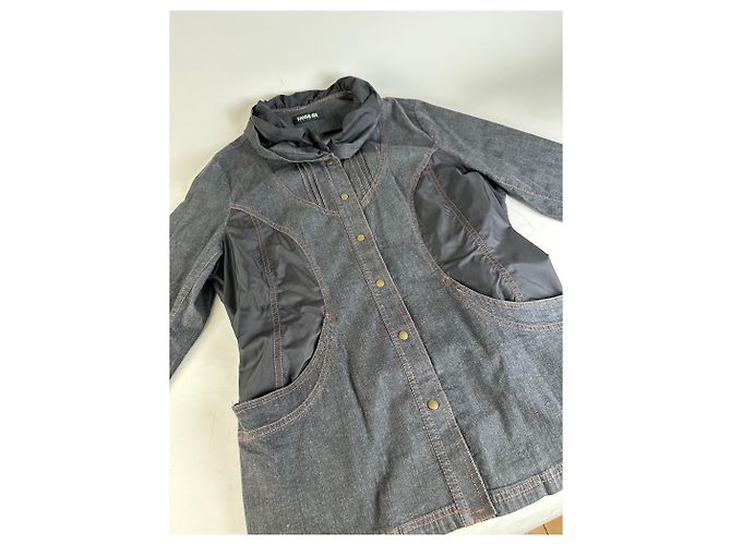Autre Marque Giacca in denim e nylon vintage Kansai Yamamoto Grigio scuro Nero M - vista 12