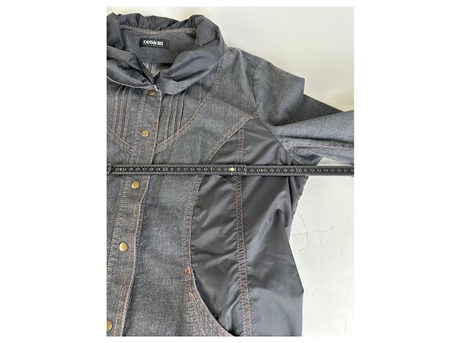 Autre Marque Giacca in denim e nylon vintage Kansai Yamamoto Grigio scuro Nero M - vista 13