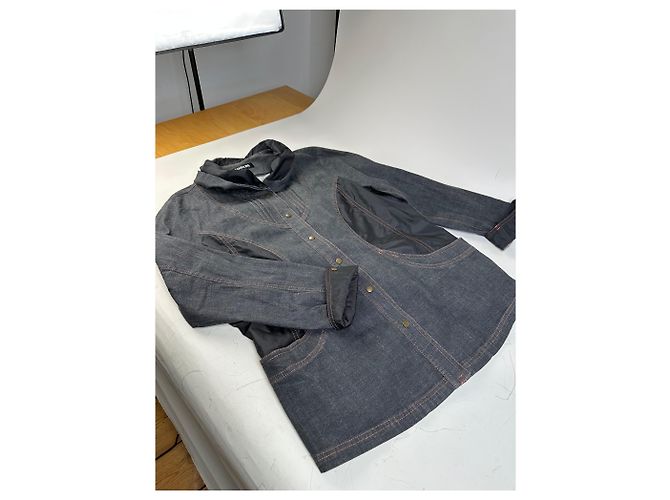 Autre Marque Giacca in denim e nylon vintage Kansai Yamamoto Grigio scuro Nero M - vista 5