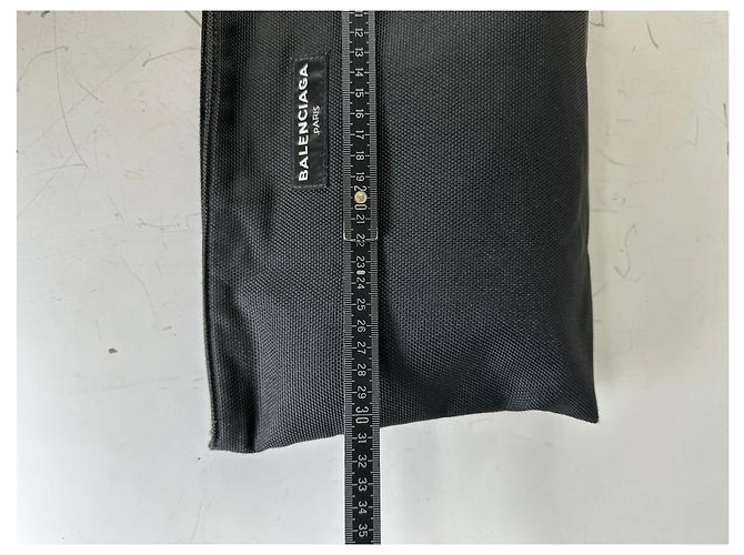 Beauty case vintage Balenciaga in tessuto tecnico nero argento - vista 10