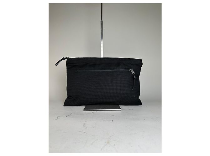 Beauty case vintage Balenciaga in tessuto tecnico nero argento - vista 2