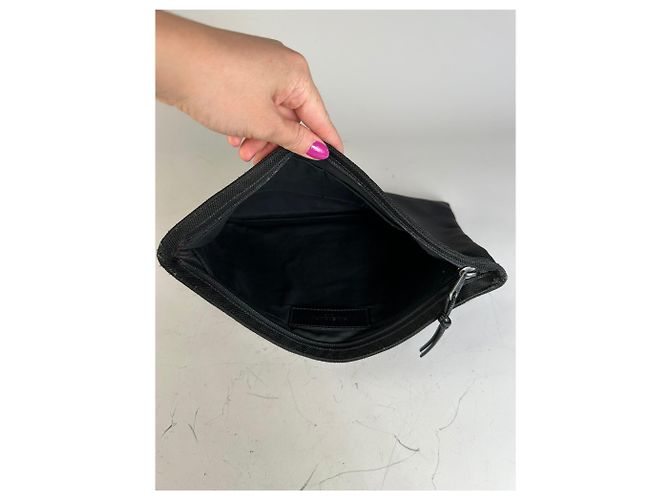 Beauty case vintage Balenciaga in tessuto tecnico nero argento - vista 3