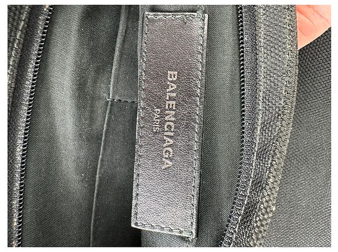 Beauty case vintage Balenciaga in tessuto tecnico nero argento - vista 5