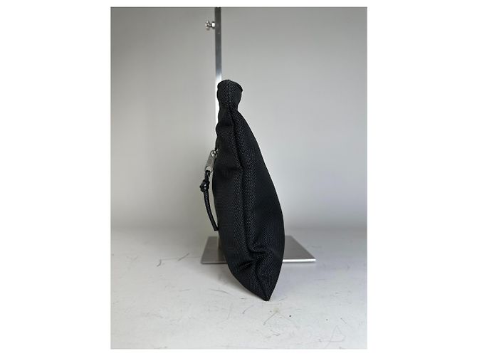 Beauty case vintage Balenciaga in tessuto tecnico nero argento - vista 6