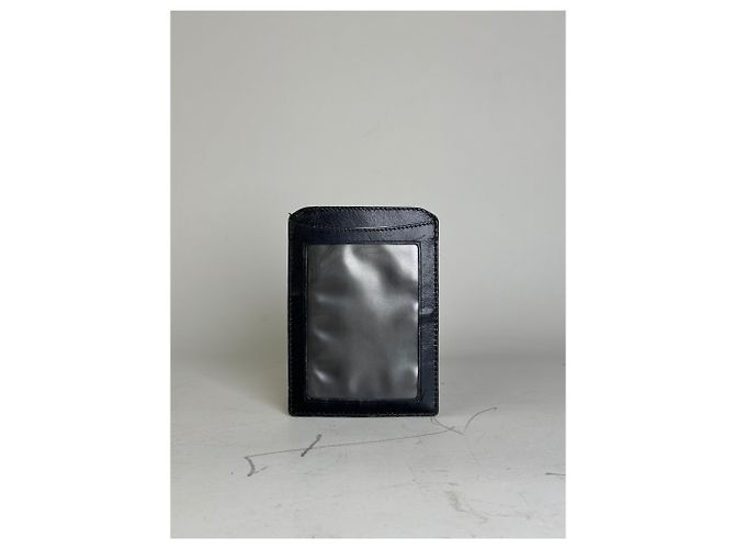 Triomphe Céline Vintage Celine Leather Card Holder Black Gold - view 2